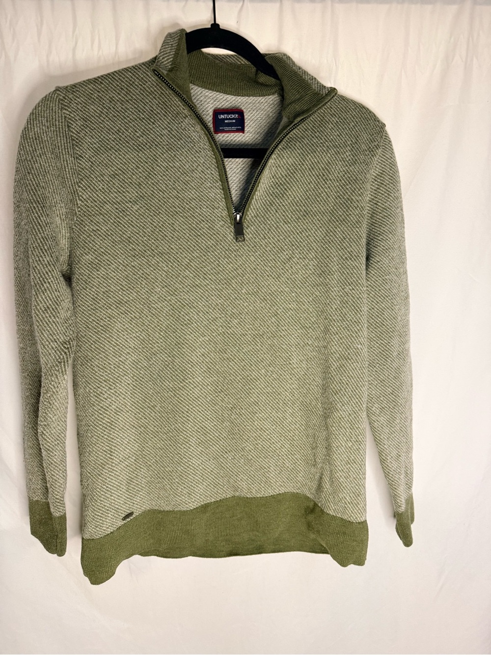 UNTUCKit Green Olive Half-Zip Sweater